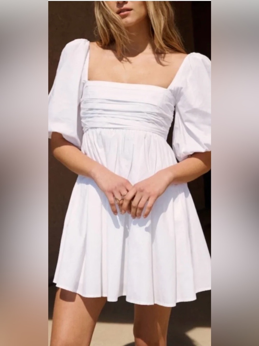Abercrombie & Fitch White Puff Sleeve Cotton Dress